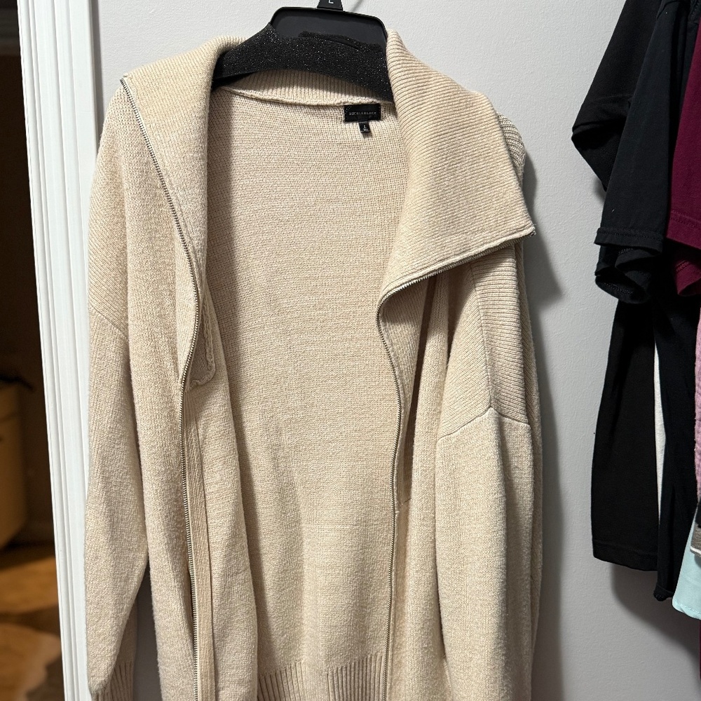 Brushed Knit Cardigan Sweater in oatmeal